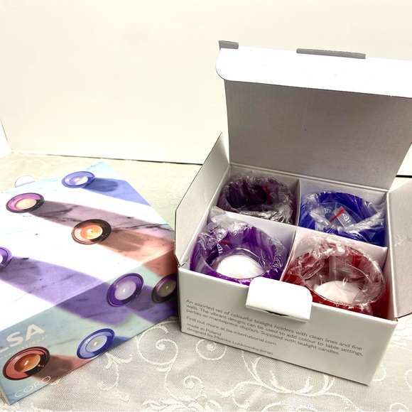 LSA International Colored Glass  Tealight Holders (4pcs.) - Picture 2 of 9